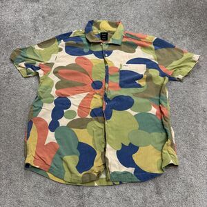 RVCA Easy Fit Button Down Floral Shirt Mens Large Multi Short Sleeve Hawaiian